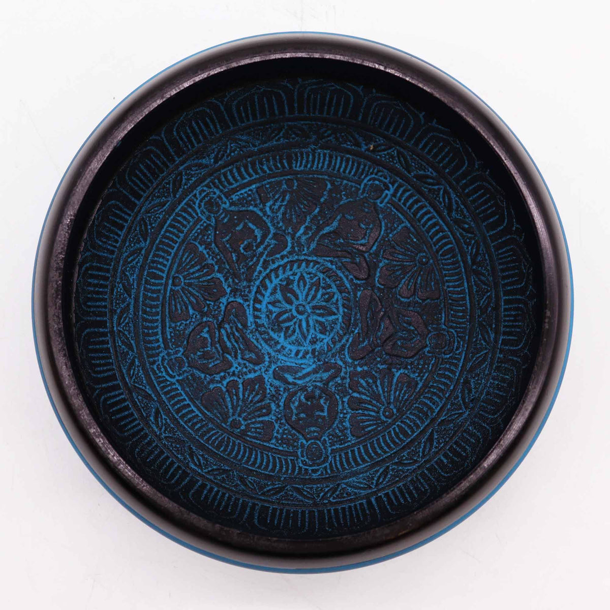 Cuenco tibetano Earth Powder - Cinco Budas Mantra Azul - 16 cm