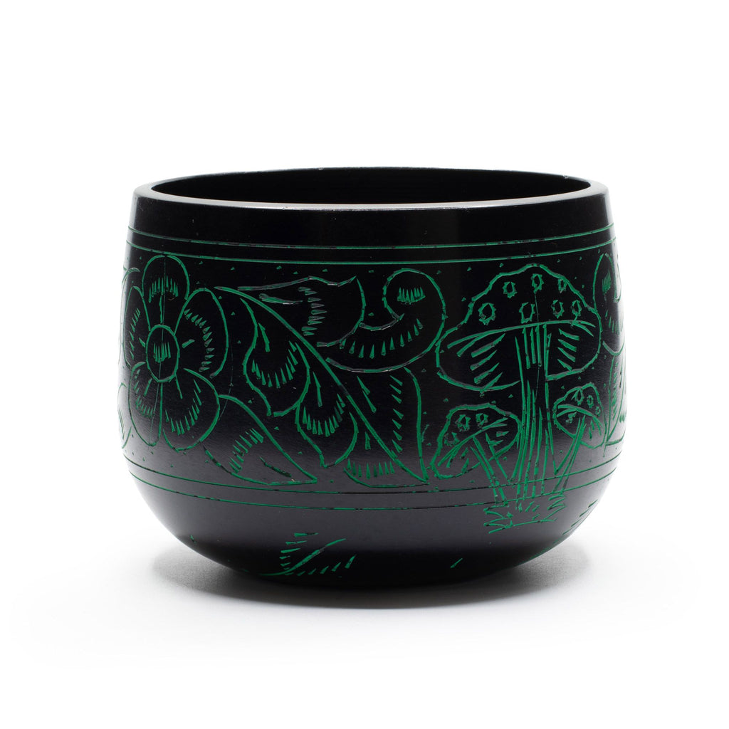 Cuenco tibetano de caldero - Hongo mágico - Verde (15cm)
