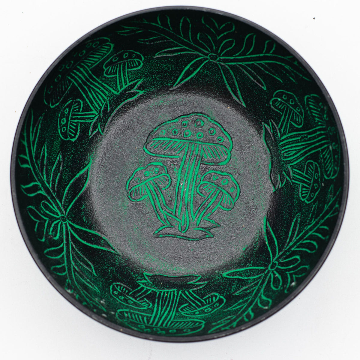 Cuenco tibetano de aluminio - hongo mágico - verde (20cm)