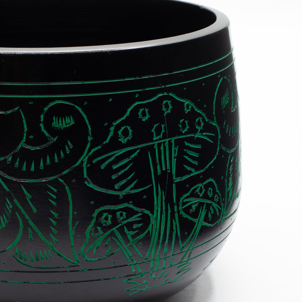 Cuenco tibetano de caldero - Hongo mágico - Verde (15cm)