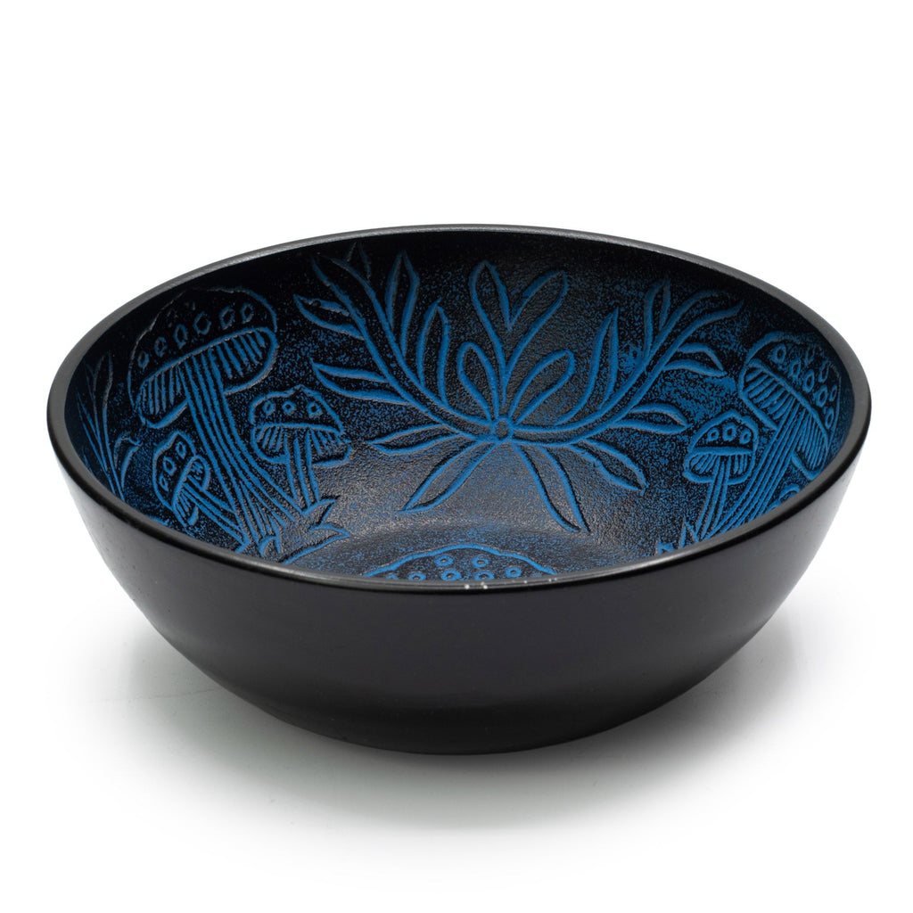 Cuenco tibetano de aluminio - hongo mágico - azul (20 cm)