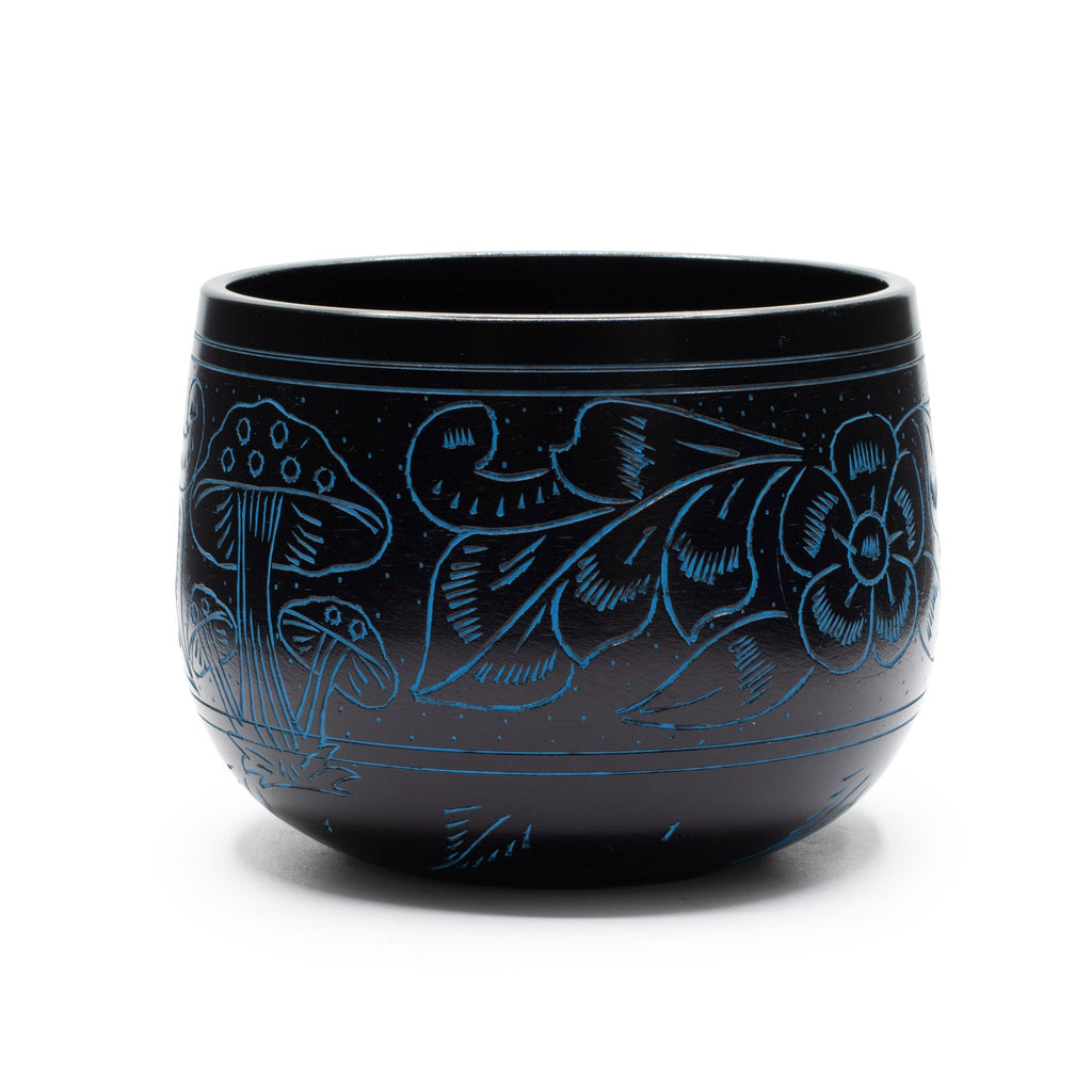 Cuenco tibetano de caldero - Hongo mágico - Azul (15 cm)