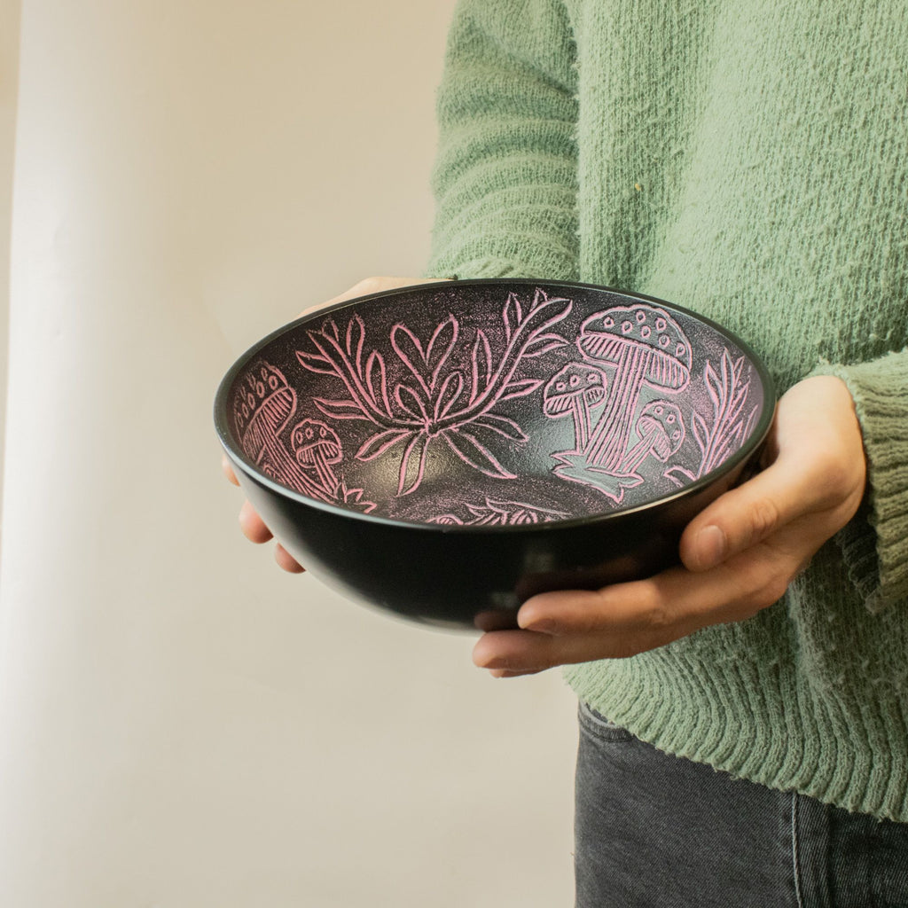 Cuenco tibetano de aluminio - Hongo Mágico - Rosa (20 cm)